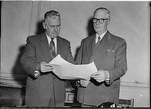 Mr J.M. Main (with glasses), Director of Public Works, ...