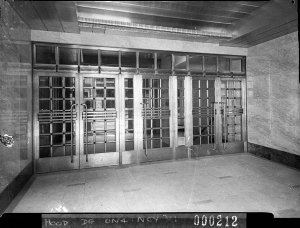 Interior of the entrance foyer with bronze doors, Bryan...