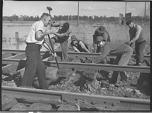 Repairing the railway line, Hexham