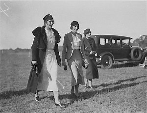 Three women about to watch the polo
