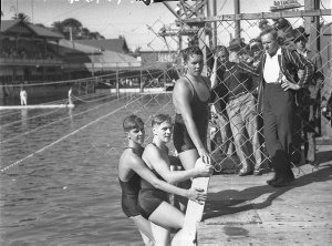15 year old H.R. Biddulph and two unidentified swimmers...