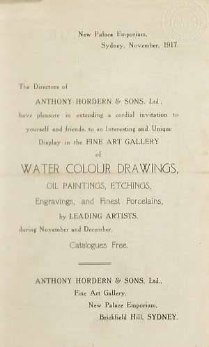 The Directors of Anthony Hordern & Sons have pleasure i...