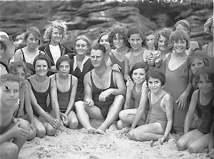 J. Breakspear, swimming instructor and children from St...