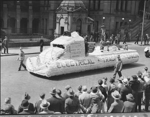 Electrical Trades Union float in Six Hour Day processio...