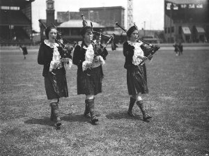 Nancy Donnell, Doris Hanney, Jean Cooper, pipers at the...