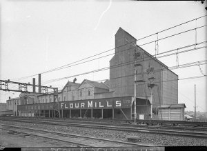 The Homebush Flour Mills, showing main railway lines an...