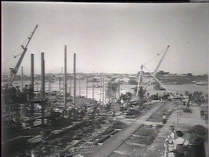 The yard after the launching. Ship launching, Woolwich