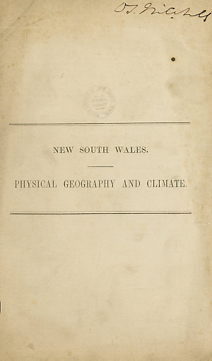 Physical geography and climate of New South Wales / by ...