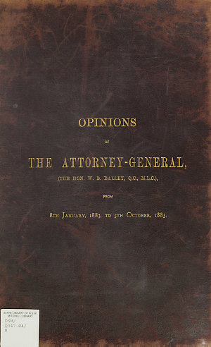 Opinions of the Attorney General (the Hon. W.B. Dalley,...
