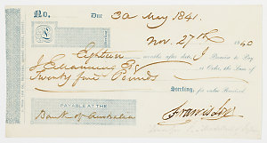 Item 017: Bank of Australia, promissory note, 25 pounds...