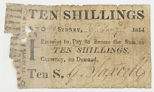 Item 255: Currency note, ten shillings, issued by G. Bl...