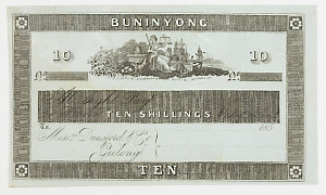 Item 305: Currency note, ten shillings, unissued, Dunsf...