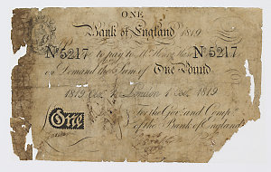 Item 711: Bank of England, banknote, one pound,  1819