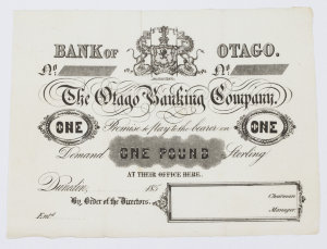 Item 755: Bank of Otago, banknote, one pound, [185-?]