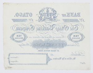 Item 754: Otago Banking Company, banknote, ten shilling...