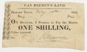 Item 608: Currency note, one shilling, issued by John W...