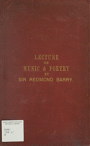 Music and poetry / by Sir Redmond Barry.