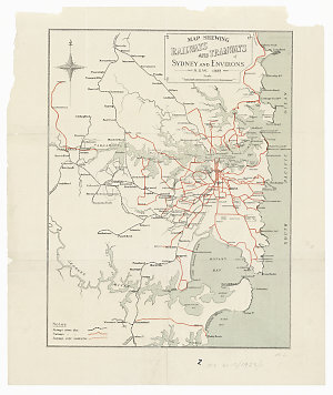 Map shewing railways and tramways of Sydney and environ...