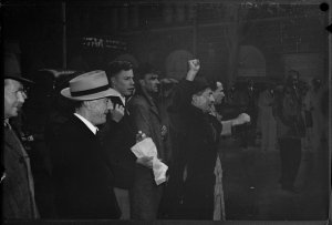 Demonstrators at Arbitration Court, 11 July 1949 / phot...