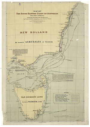 Map of the south-east coast of Australia including Tasm...