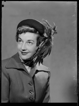 Miss Cynthia Salisbury with feather in hat, 29 April 19...