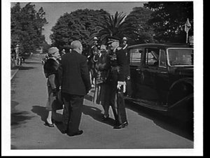 Lieutenant-General E.W. Woodward arriving at Government...