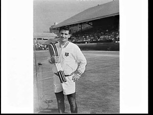 Ashley Cooper wins the 1957 N.S.W. men's singles tennis...