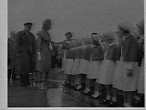 HRH Princess Alexandra of Kent inspects Red Cross girls...
