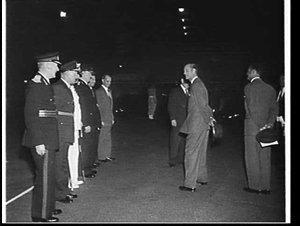 Philip, Duke of Edinburgh, arriving at Mascot