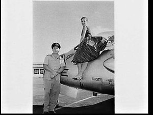 Woman and officer of no. 3 Sabre jet fighter squadron a...