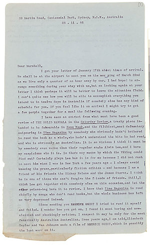 Marshall Best - correspondence with Patrick White, 1966...