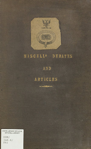 Miscellaneous debates and articles.