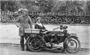 Couple with BSA motorcycle and sidecar - Orange, NSW
