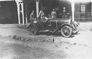 Mrs Scott and friends with Murray Scott's Brescia Bugat...