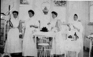Interior of the operating theatre with nurses - Kempsey...