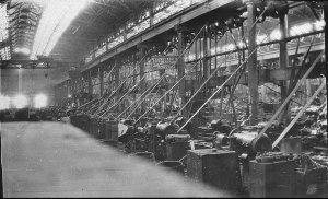 A few of the lathes. Taken during the 1917 railway stri...