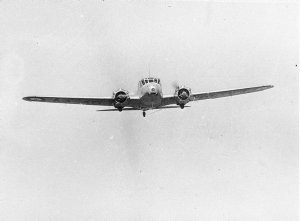 Avro Anson aeroplane in flight over Nandowra aerodrome ...