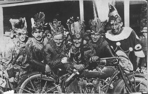 Motor cyclists. Indian bikes, hence fancy dress - Bega,...