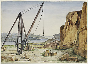 Pyrmont Quarry Sydney / watercolour drawing by A. Tischbauer