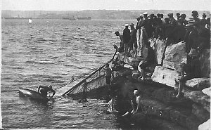 Capsized 18 footer in Sydney Harbour - Sydney, NSW