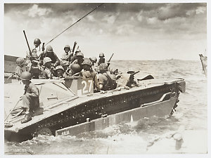 U.S. soldiers approach enemy held Saipan - an American ...