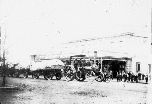 M Campbell & Co.'s Road Train. Steam traction engine - ...