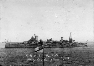 HMAS "Australia" being scuttled - Off Sydney Heads, NSW