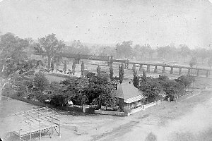 Macquarie Street looking towards railway bridge over Ma...