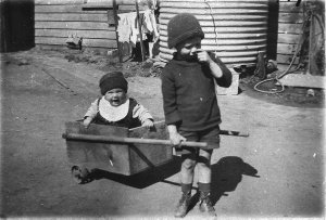 Children with cart - Parkes, NSW