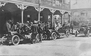 Early Ford motor cars in front of Hotel - Temora, NSW