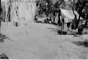 Temporary settler's home during period of land clearing...