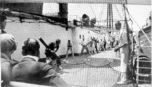 Cricket match on board SS "Katoomba" - Off NSW Coast