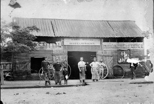 Wheelwright's premises of Mark Whitby with staff out fr...