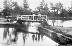 Bridge over lake, Princes Park - Maryborough, VIC